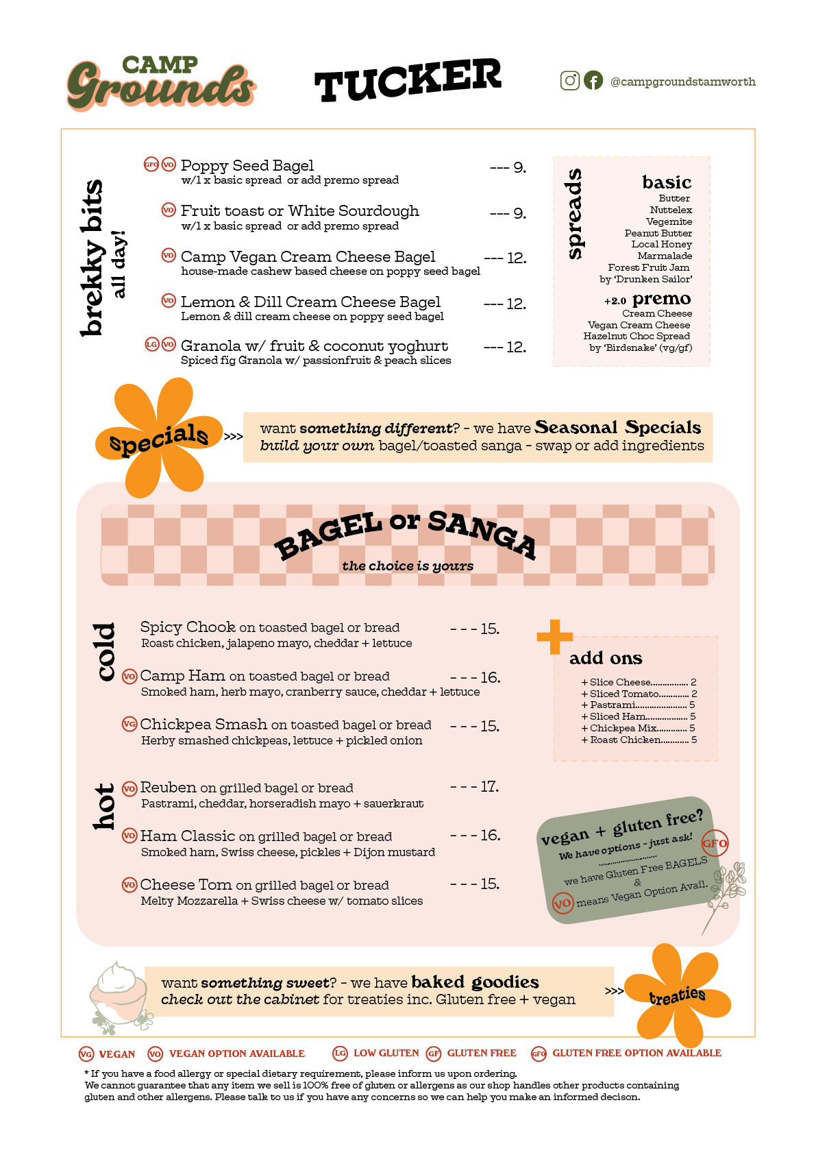 Coffee Shop Menu Camp Grounds Specialty Coffee Shop Tamworth